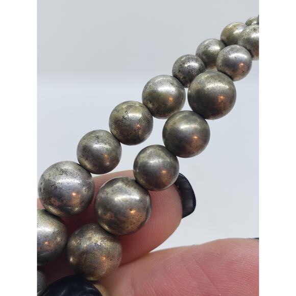 Chunky Black Onyx Statement Necklace Metal Discs Spikes Silver Plated Beads Boho - Picture 13 of 14